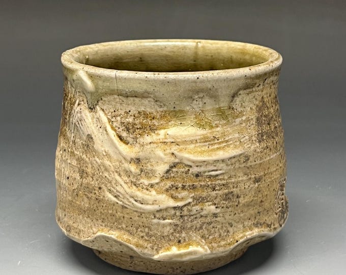 Wood Fired Stoneware Tea Bowl with Ash and Salt glaze