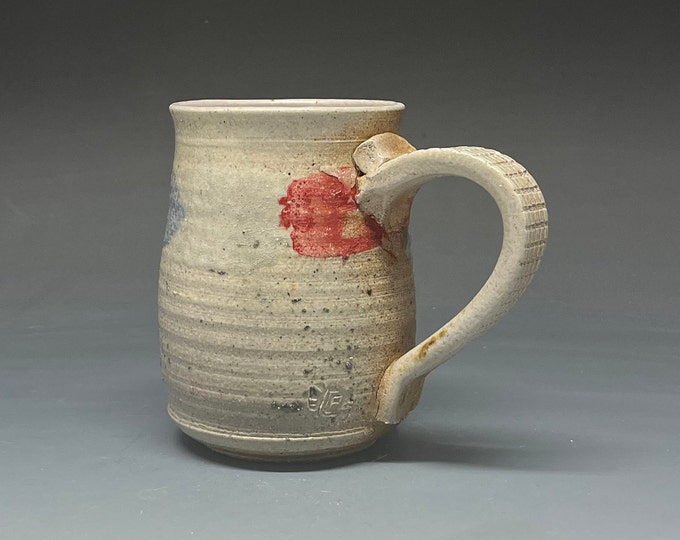 Wood Fired Salt Glazed Stoneware Coffee Mug with Terre Haute Action Track Speedway Slip