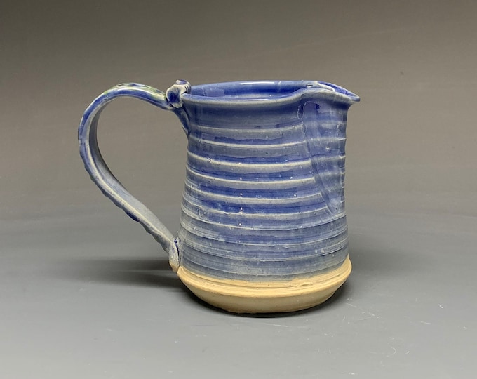 Handmade Stoneware Coffee Creamer with Pennsylvania auto license plate impressed handle