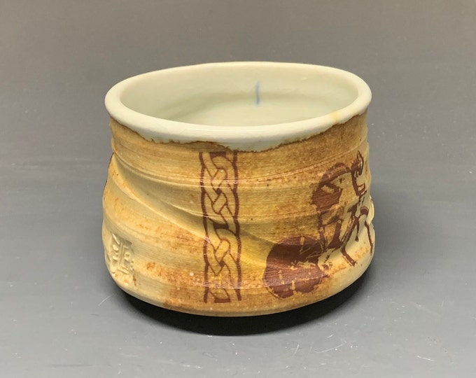 Wood Fired Salt Glazed Cup with Cyclist Sepp Kuss at Speed