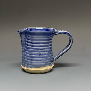 Handmade Stoneware Royal Blue Coffee Creamer with Pennsylvania license plate handle