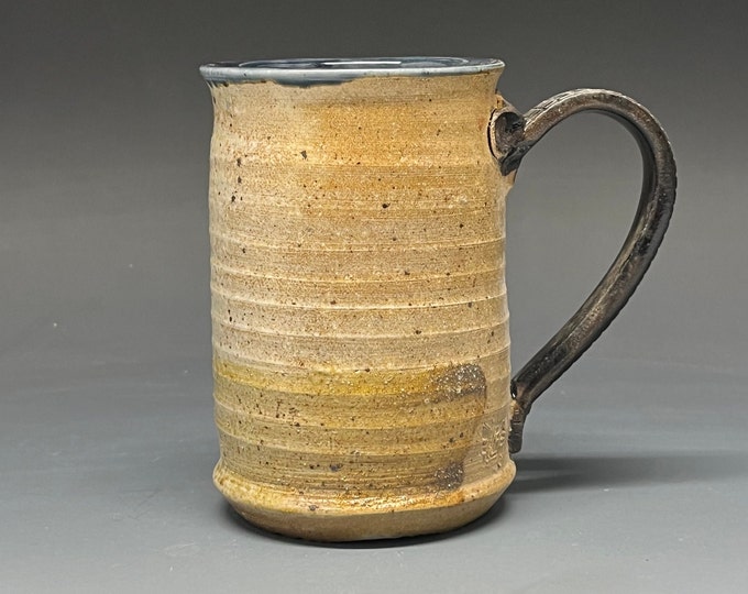 Gas City Speedway Slip Striped Wood Fired Handmade Stoneware Mug