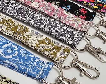 Floral lanyard, handmade cotton ID card holder, work accessory