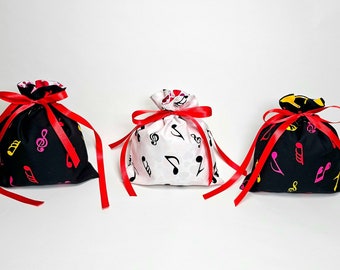 Petits sacs cadeaux pour notes de musique, petit sac cadeau avec cordon de serrage pour professeur de musique, musicien