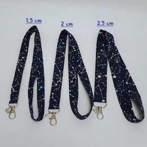 Navy Astronomy Lanyard, Constellation Cotton ID Badge Holder, Work Neck Strap, Teacher Gift