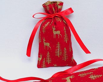 Mini Christmas gift bags set, Small pouches for gifts