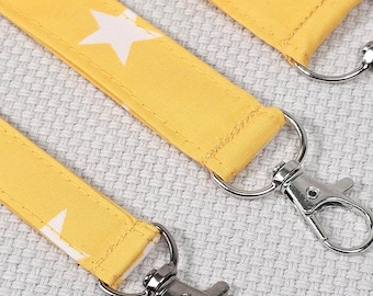 Yellow Colour Lanyard Stars, Handmade Cotton  Lanyard, Women's Accessory,Christmas Gift