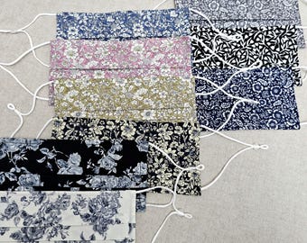 Floral Cotton Face Mask: Reusable Pleated Fabric Covering with Filter Pocket