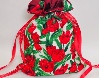 Sacs cadeaux en tissu, Sacs cadeaux avec cordon de serrage,Sacs cadeaux faits main pour la Saint-Valentin,Fête des mères,Anniversaire,Sacs à fleurs