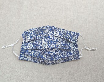 Floral Cotton Face Mask: Reusable Pleated Fabric Covering with Filter Pocket