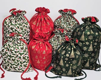 Reusable Cotton Drawstring Gift Bags: Christmas Wrapping