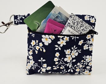 Coin pouch keychain Handmade zipped floral change purse