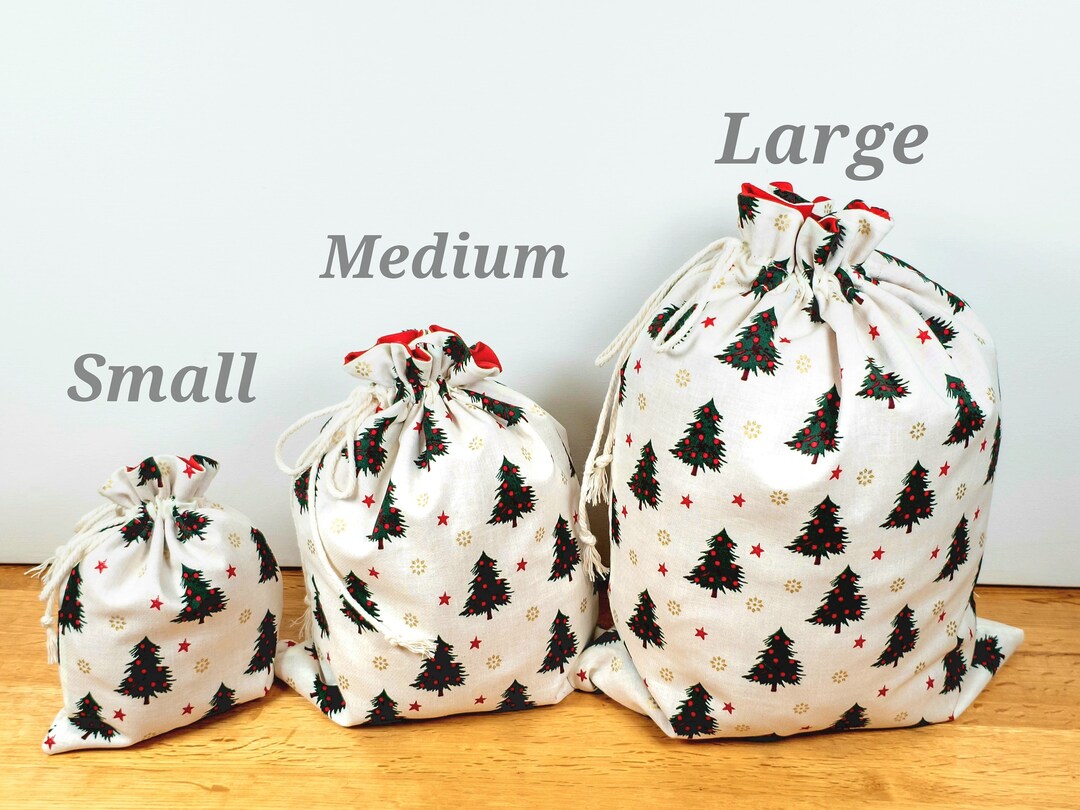 Christmas Fabric Gift Bags, Reusable Fabric Gift Bags, Ecofriendly
