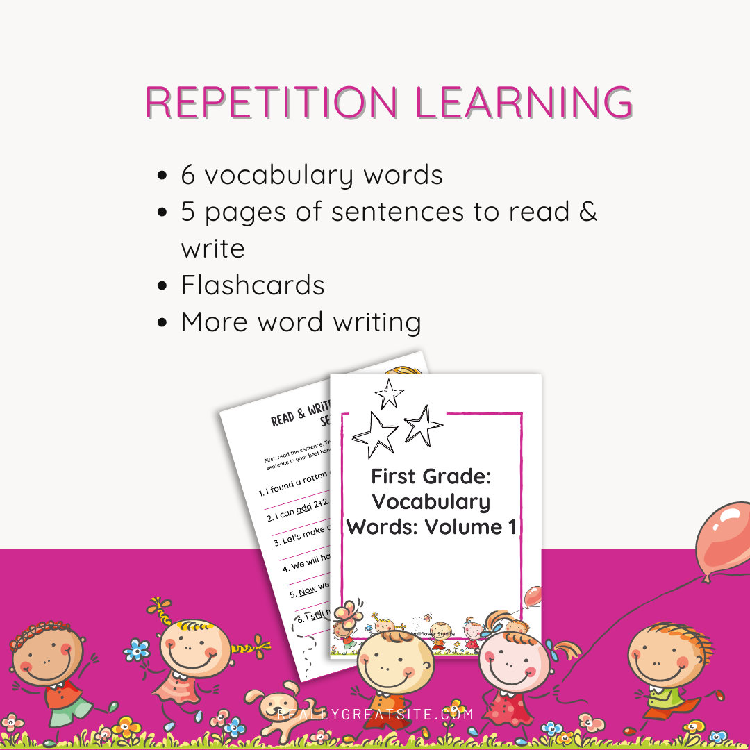 First Grade Vocabulary Words Set 1 Homeschool Printable Classroom