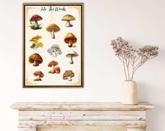 Vintage mushrooms, digital art, file to download and print