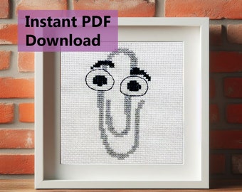 Patrón de punto de cruz Clippy (Descarga instantánea PDF)