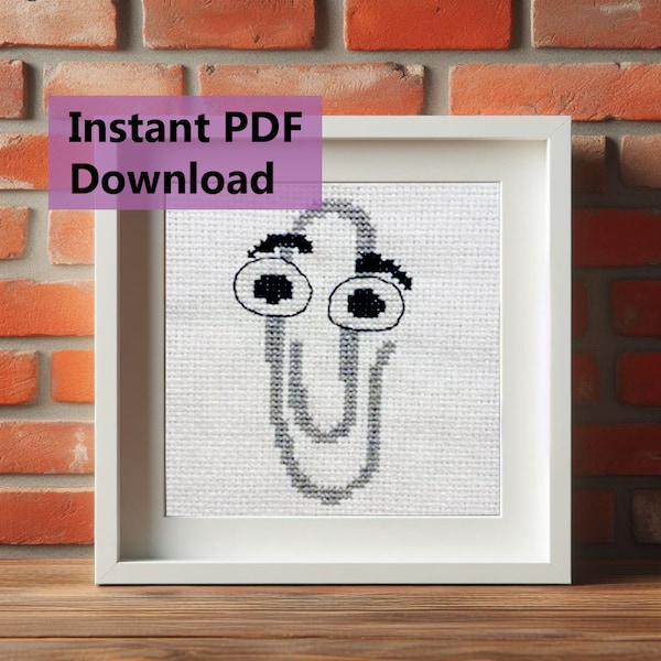 Clippy Cross stitch pattern (Instant Download PDF)