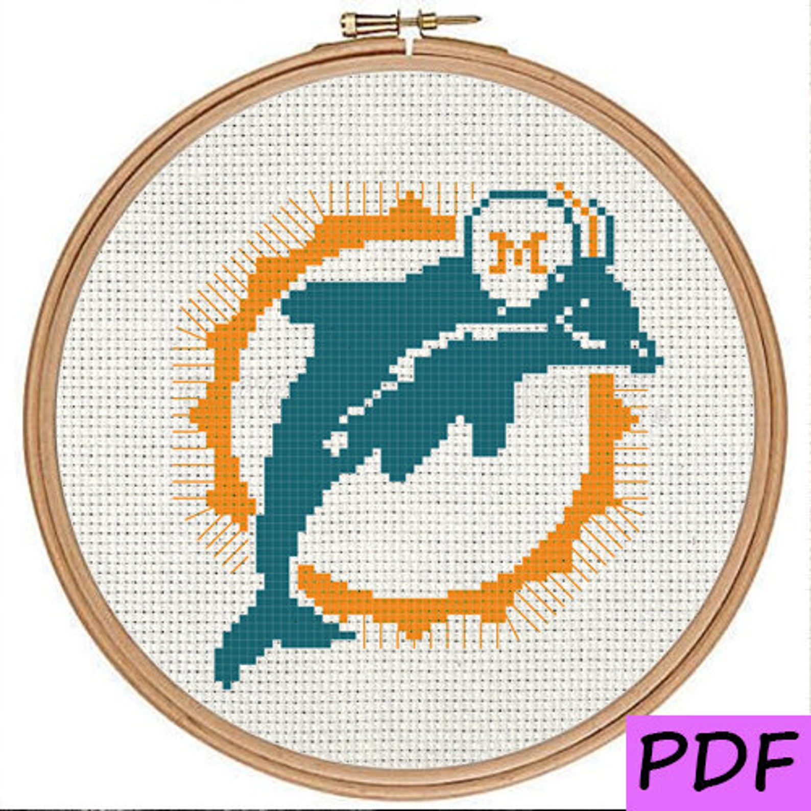 Miami Dolphins Cross stitch pattern Instant Download PDF Etsy