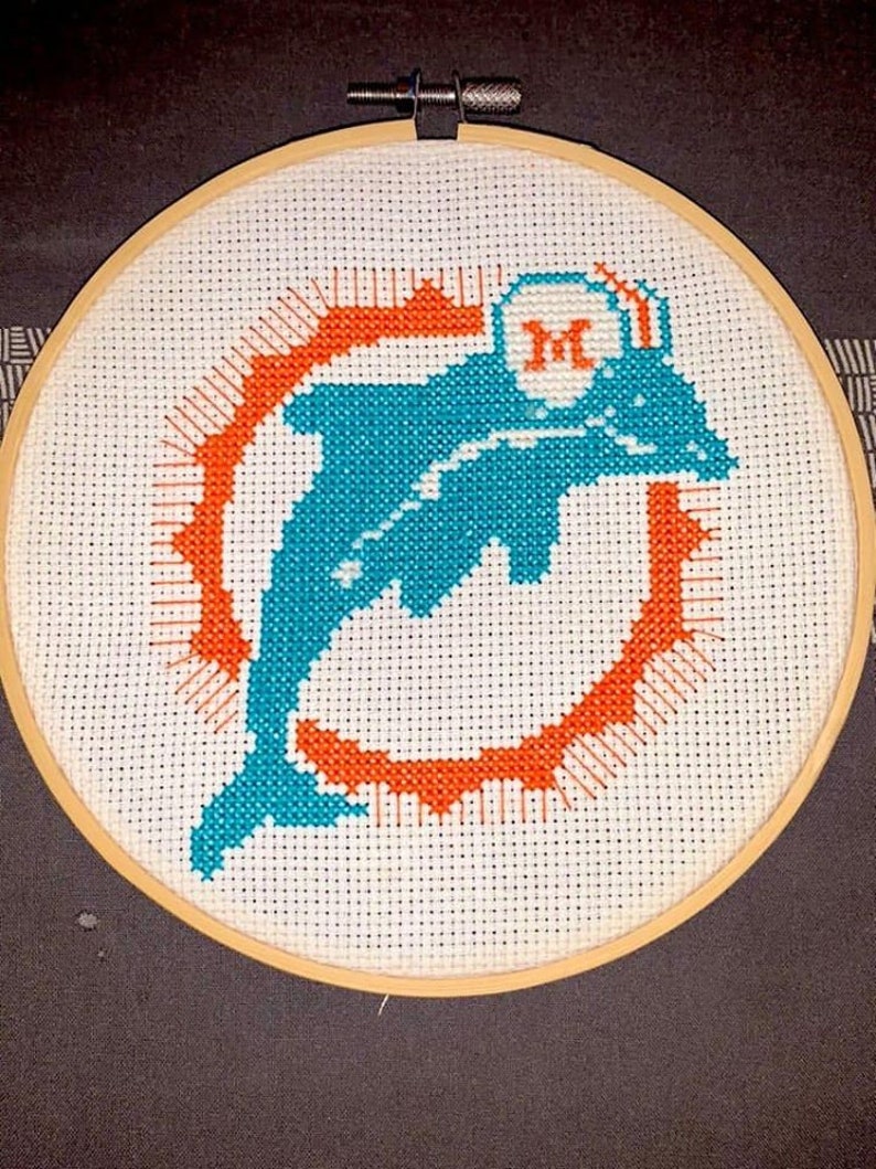 Miami Dolphins Cross stitch pattern Instant Download PDF Etsy