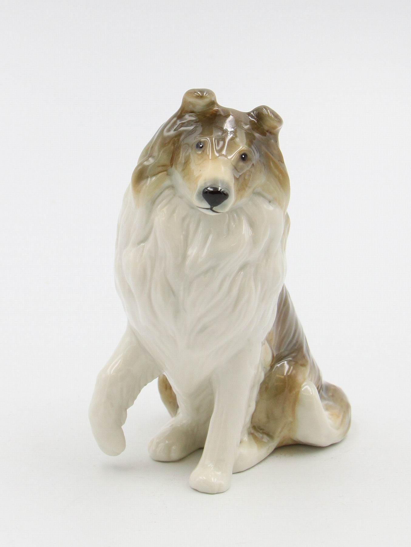 Hand painted ceramic rough collie dog figurine