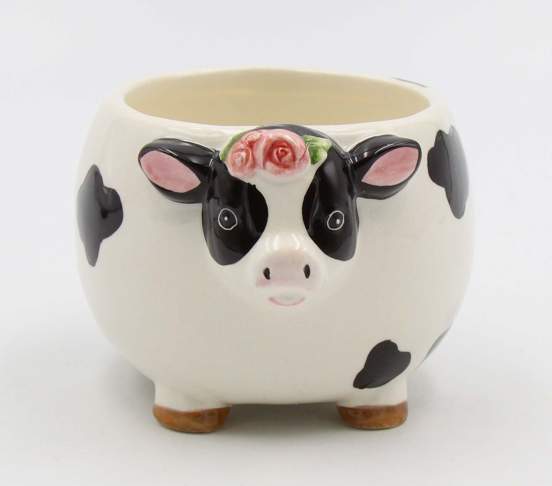 Hand painted ceramic farm cow candy bowl / indoor planter Etsy
