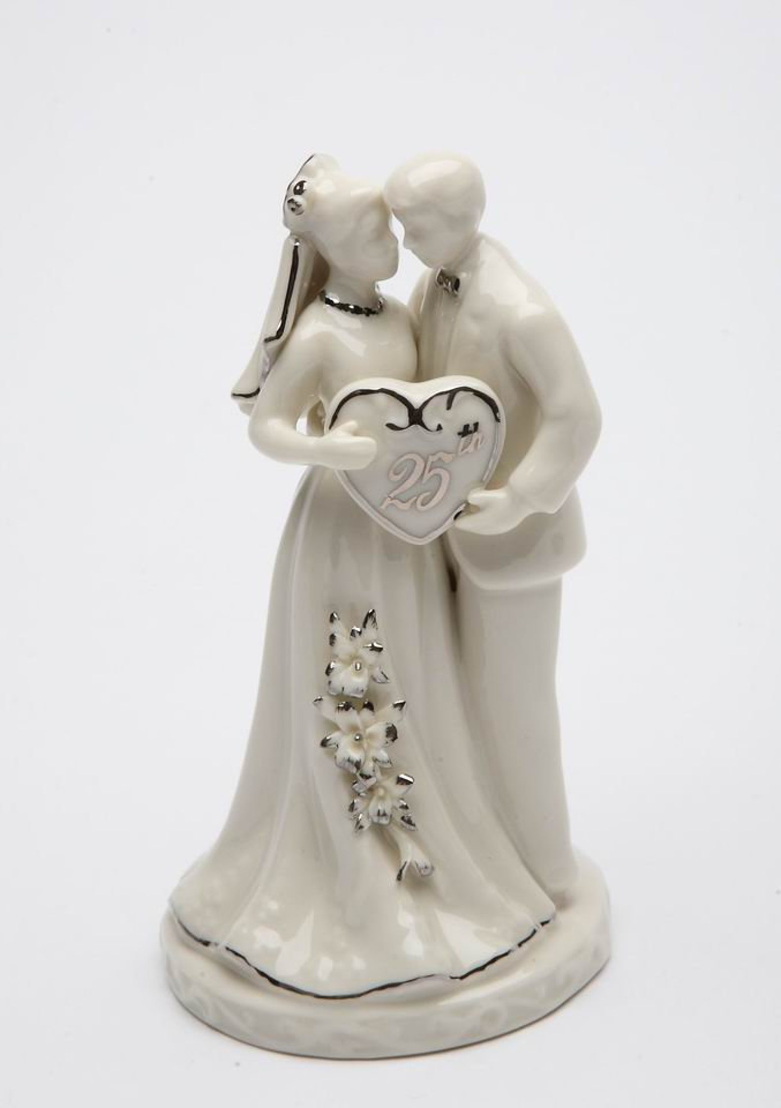 Handpainted ceramic 25 year anniversary couple figurine Etsy