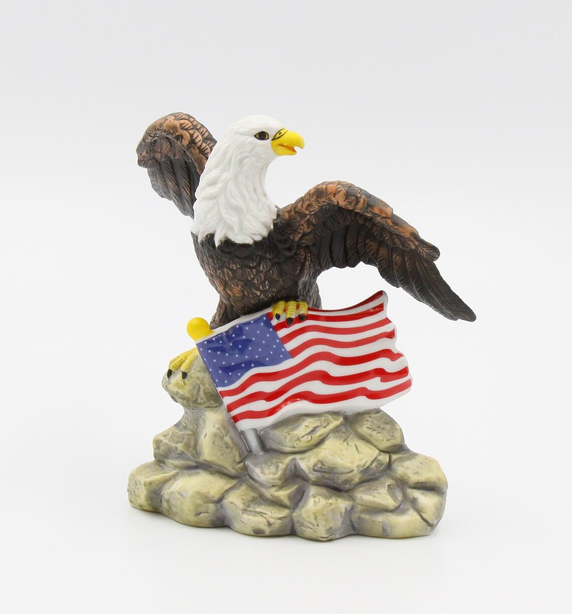 Handpainted porcelain American bald eagle figurines and night Etsy