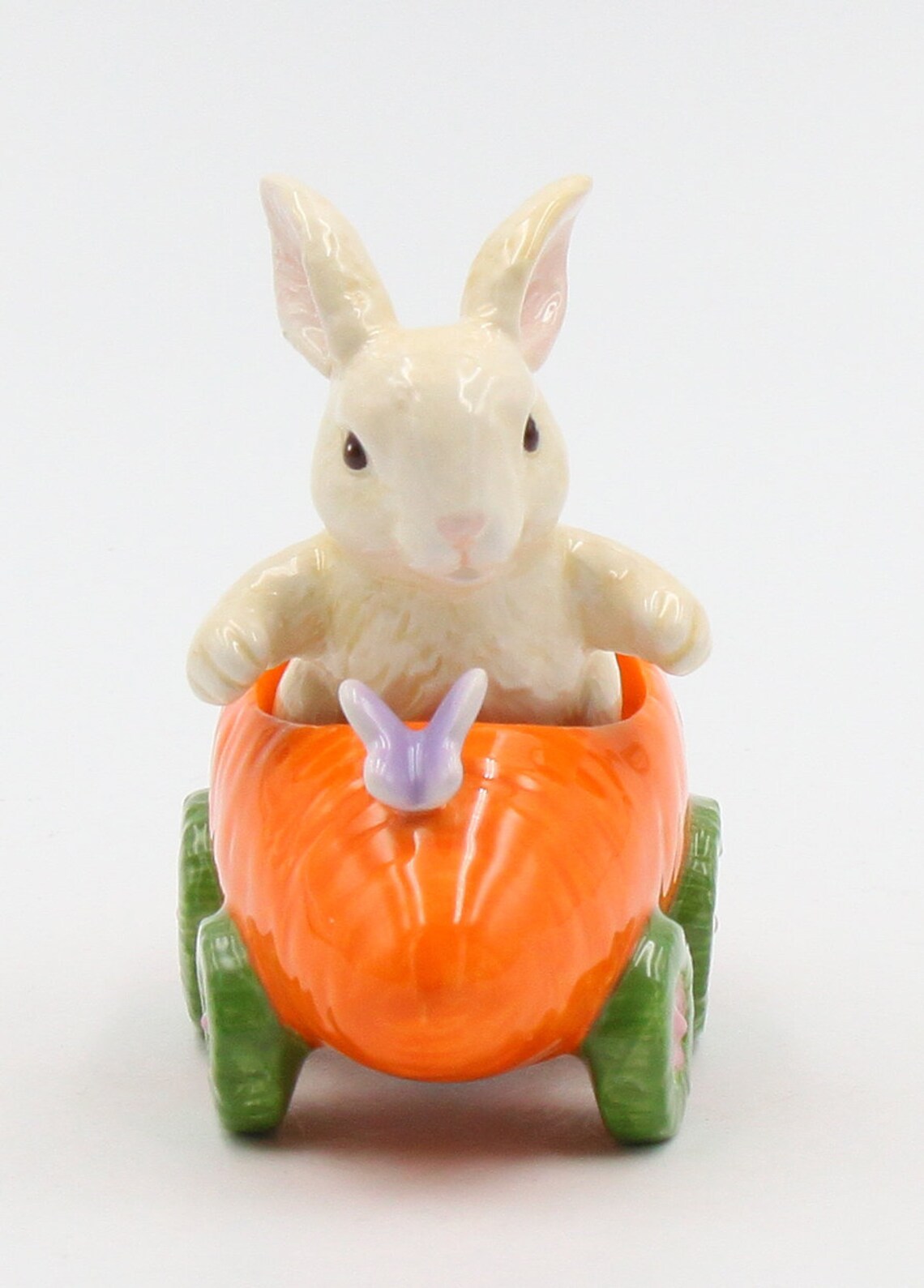 Hand Painted Ceramic Easter Bunny Rabbit Driving Carrot Etsy