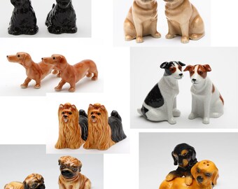 Adorable Hugging Tan Pug Dog Decorative Glass Salt Pepper Shakers Holder Resin Figurine By DWK Gifts & Decors Adorable Hugging Tan Pug Dog Decorative Glass Salt Pepper Shakers Holder Resin Figurine By DWK Gifts & Decors