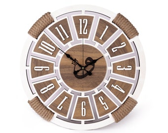 Rope Wall Clock,wooden clock, home decor,gift,personalized housewarming gift,Customized clock,mother's day