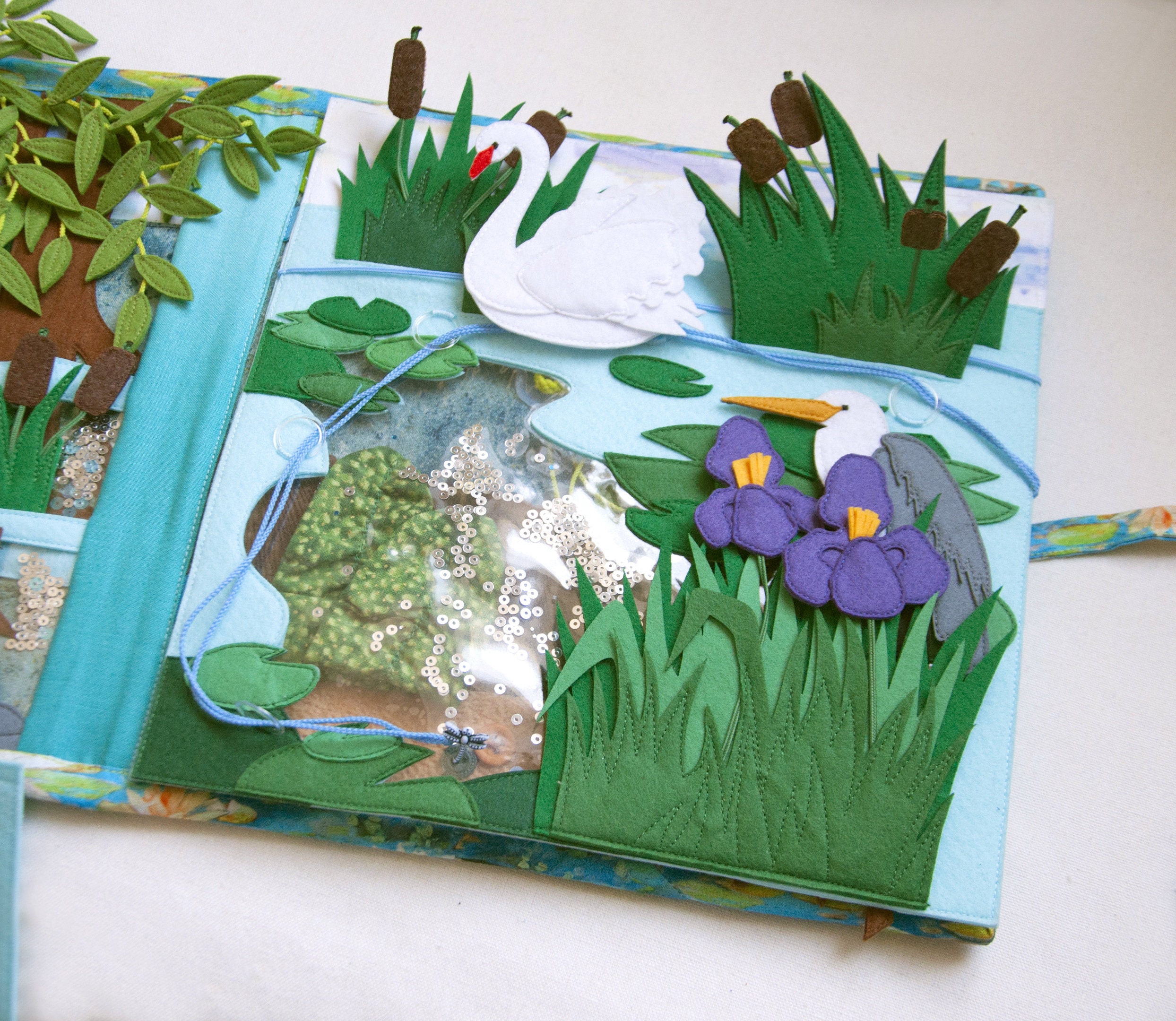 Quiet book Lake and Pond Animals Felt board play set Birds Etsy