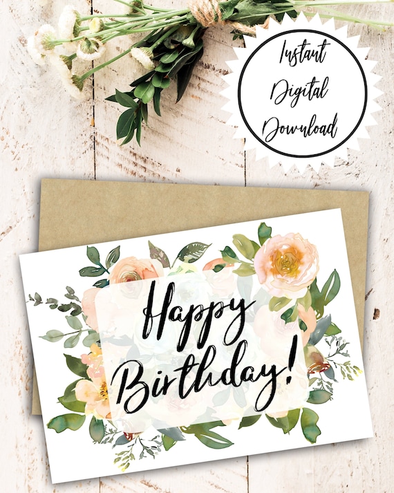 Printable Birthday Card Happy Birthday Greeting Card | Etsy
