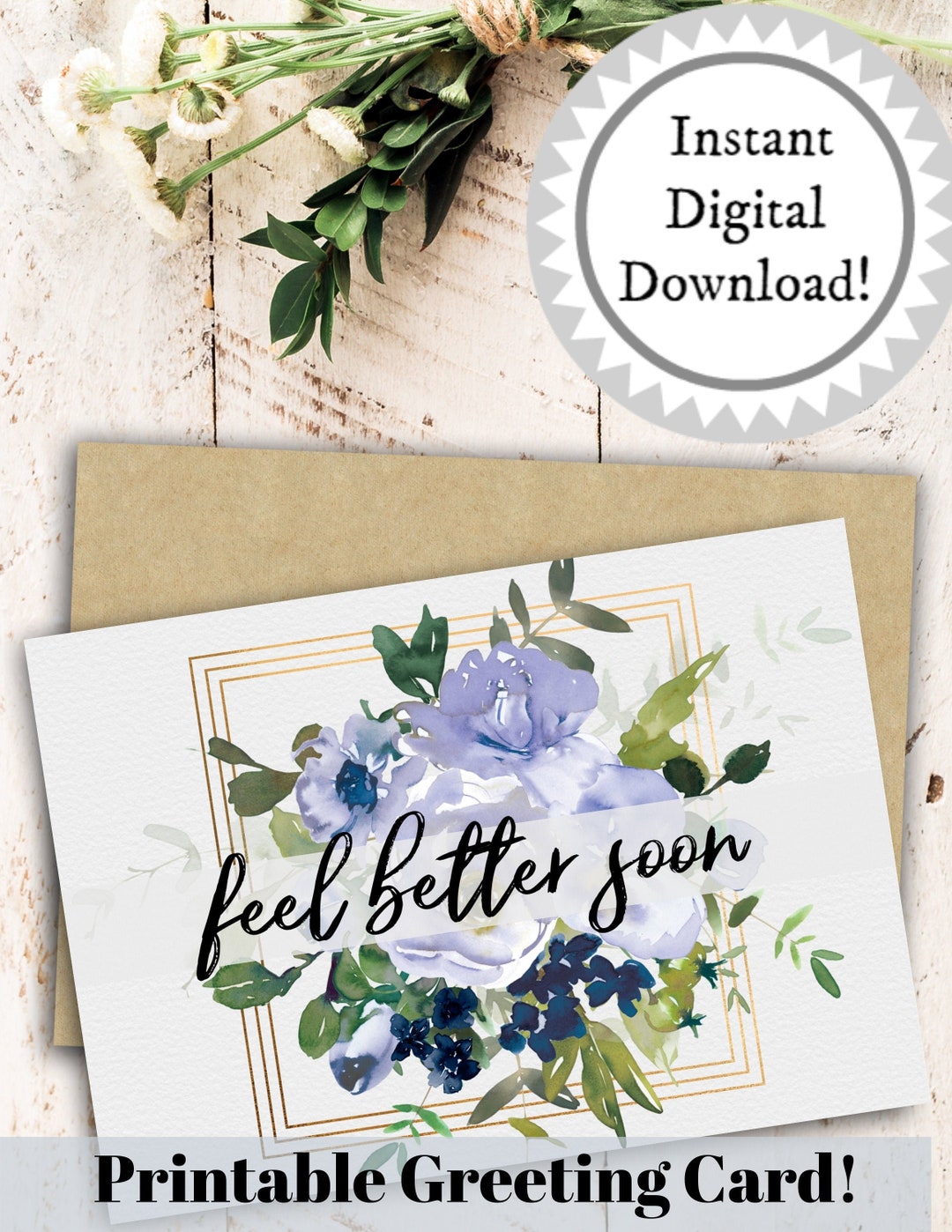 Printable Feel Better Soon Downloadable Card Printable Get - Etsy