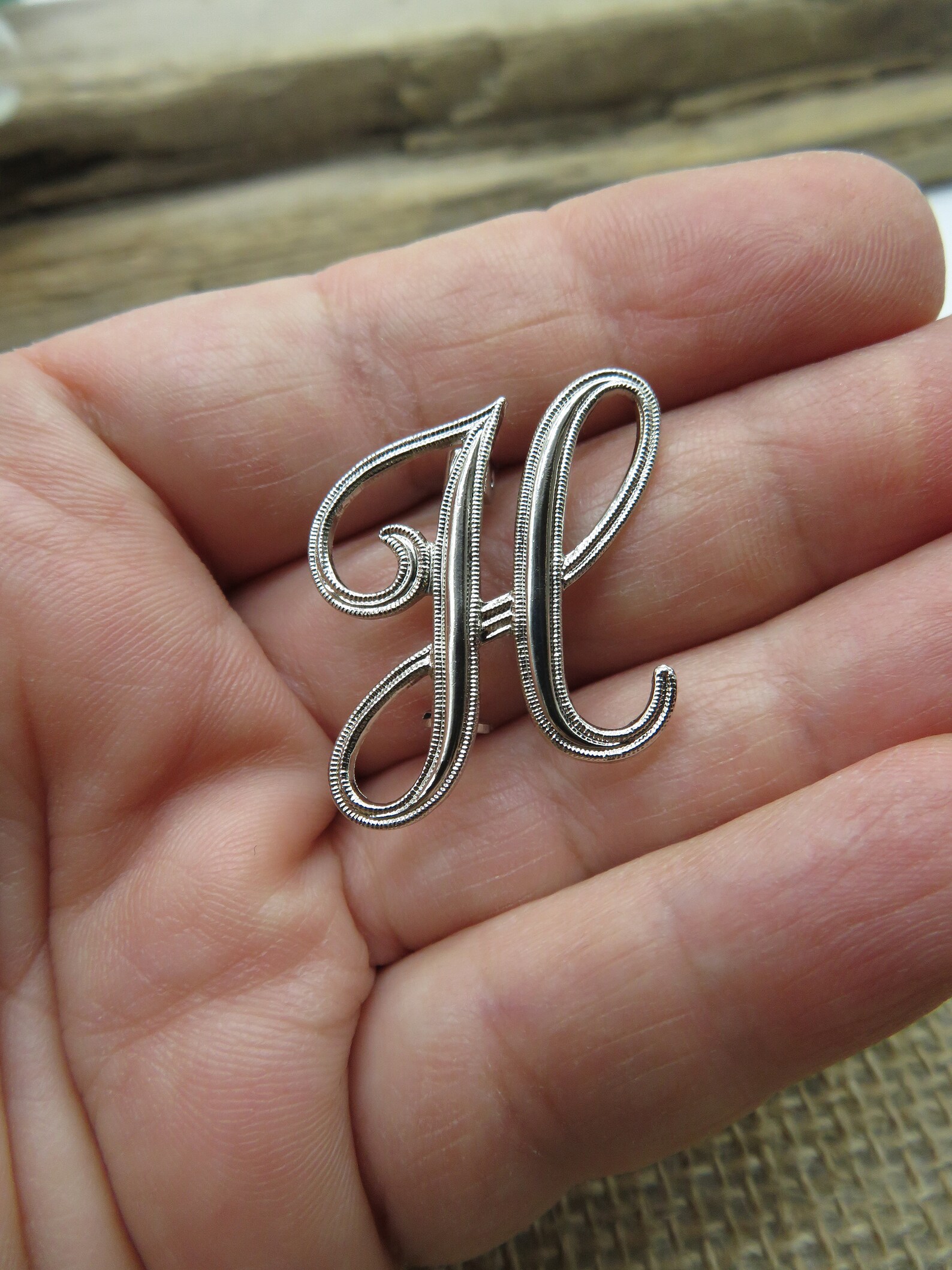 Lapel Pin Letters Vintage Monogram Brooch in Forme H - Etsy