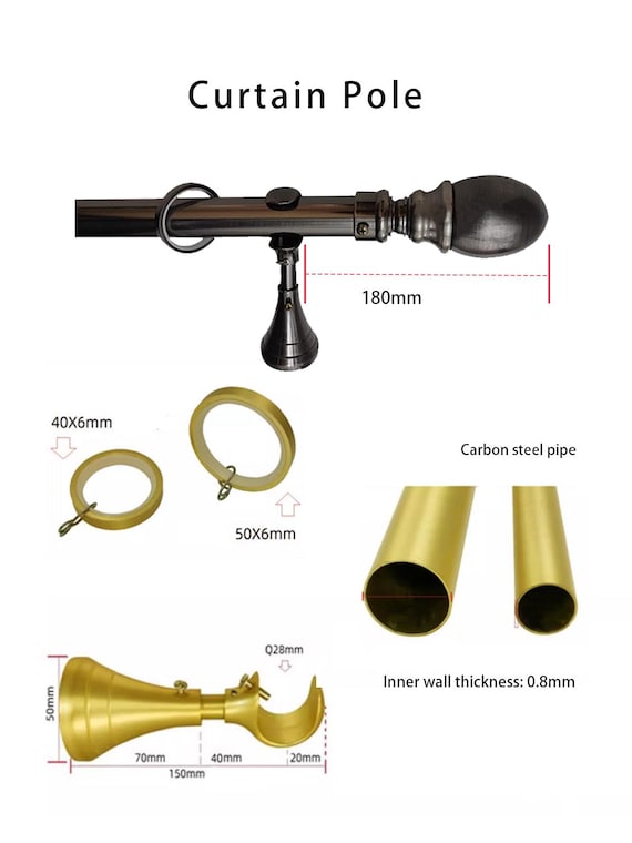 Edelstahl Schwarz 28 mm Durchmesser Gardinenstange, Metall Gardinenstange, verschiedene dekorative Stangenenden für Sondergrößen erhältlich