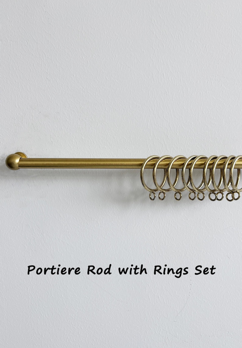 Brass Cafe Curtain Rod With Rings, Small Door Curtain Rod Custom Size