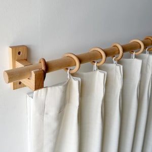 Wooden Curtain Rods,Custom Wooden Curtain Rods,Unique Square Brackets,Curtain Rod Set,Handmade Rod