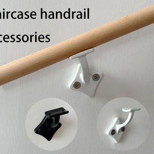 Soporte de pasamanos de escalera de metal, tamaños personalizados, soporte de montaje en pared para barandilla de escalera, disponible en blanco y negro.