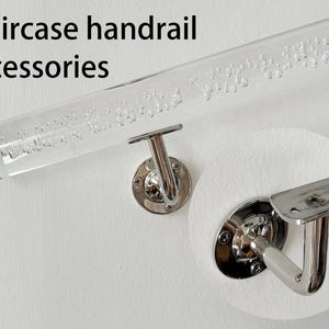 Silver stainless steel handrail brackets, stainless steel stair railing accessories, metal handrail brackets, wall mounting brackets.