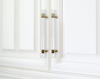 Akryl- och guldfärgad skåphandtag - Elegant lådhandtag för kök, badrum, möbler.