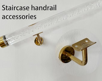 Soportes de pasamanos dorados, soportes de pasamanos modernos, soportes de montaje en pared, fijaciones de pasamanos cuadrados y pasamanos ovalados.