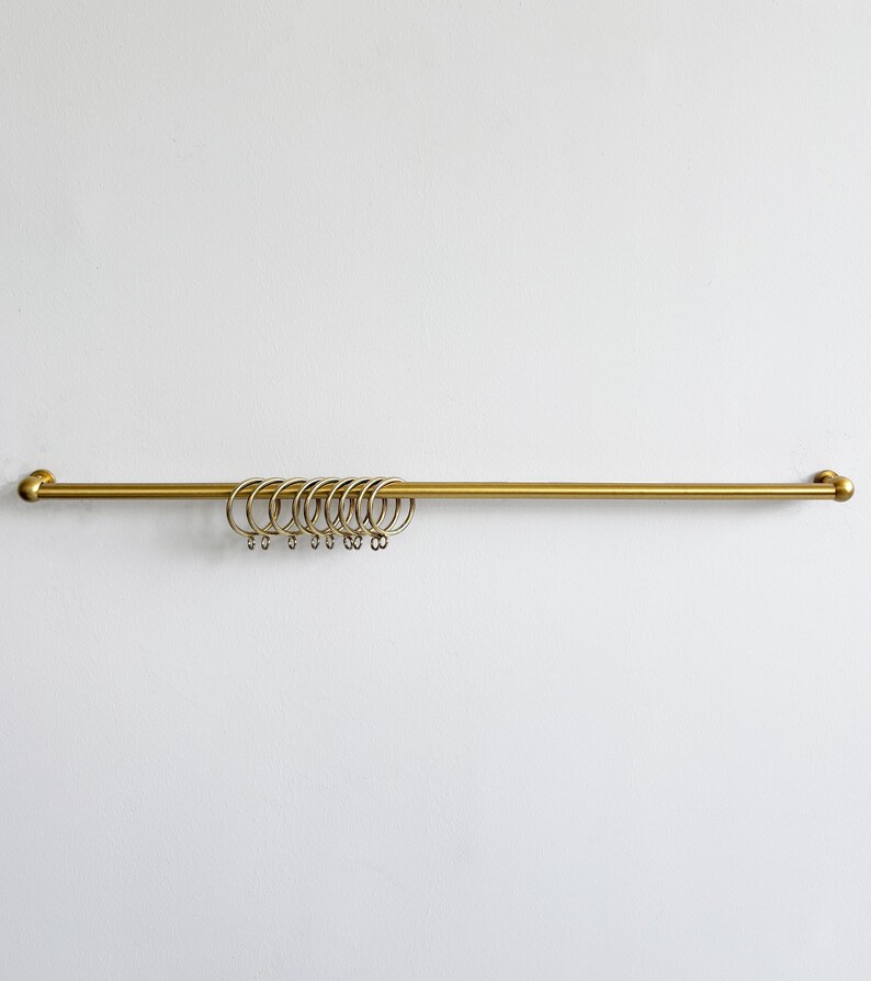 Brass Cafe Curtain Rod With Rings, Small Door Curtain Rod Custom Size