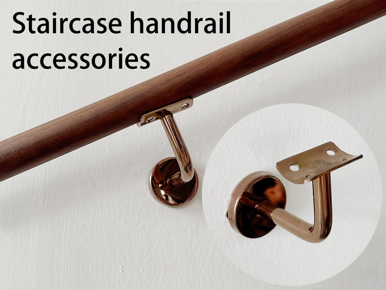Straicease Thread Bracket Rose Gold Leaning Wall Bracket, Stainless Steel Staircase Handrail ...