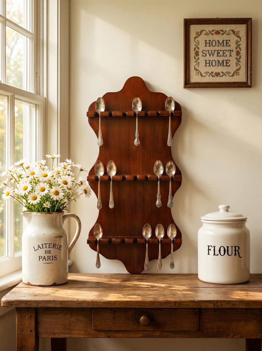 Commemorative Spoon Racks Wall-mounted Wooden Spoon Display Rack – Commemorative Teaspoon Holder ...