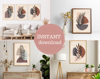 Instant Download Digital Art Prints Set | Printable Boho Minimalist Wall Art Decor | Modern Home Printables | Living Room Gallery Wall Set