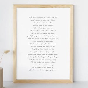 Cántico de alabanza de María, Magnificat, Lucas 1, NVI, Escritura mínima, Impresión cristiana, Nuevo Testamento, Biblia, 8,5 x 11", Carta, Descarga digital