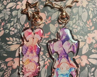 street fighter | darkstalkers sakura kasugano | morrigan aensland acrylic glitter epoxy keychains