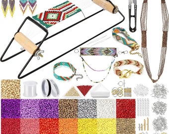 The Bead Loom Kit Beading Supplies ,Seed Beads ,Loom Kit for Bracelets Earring Making ,Accessories for Adults Girls DIY Craft