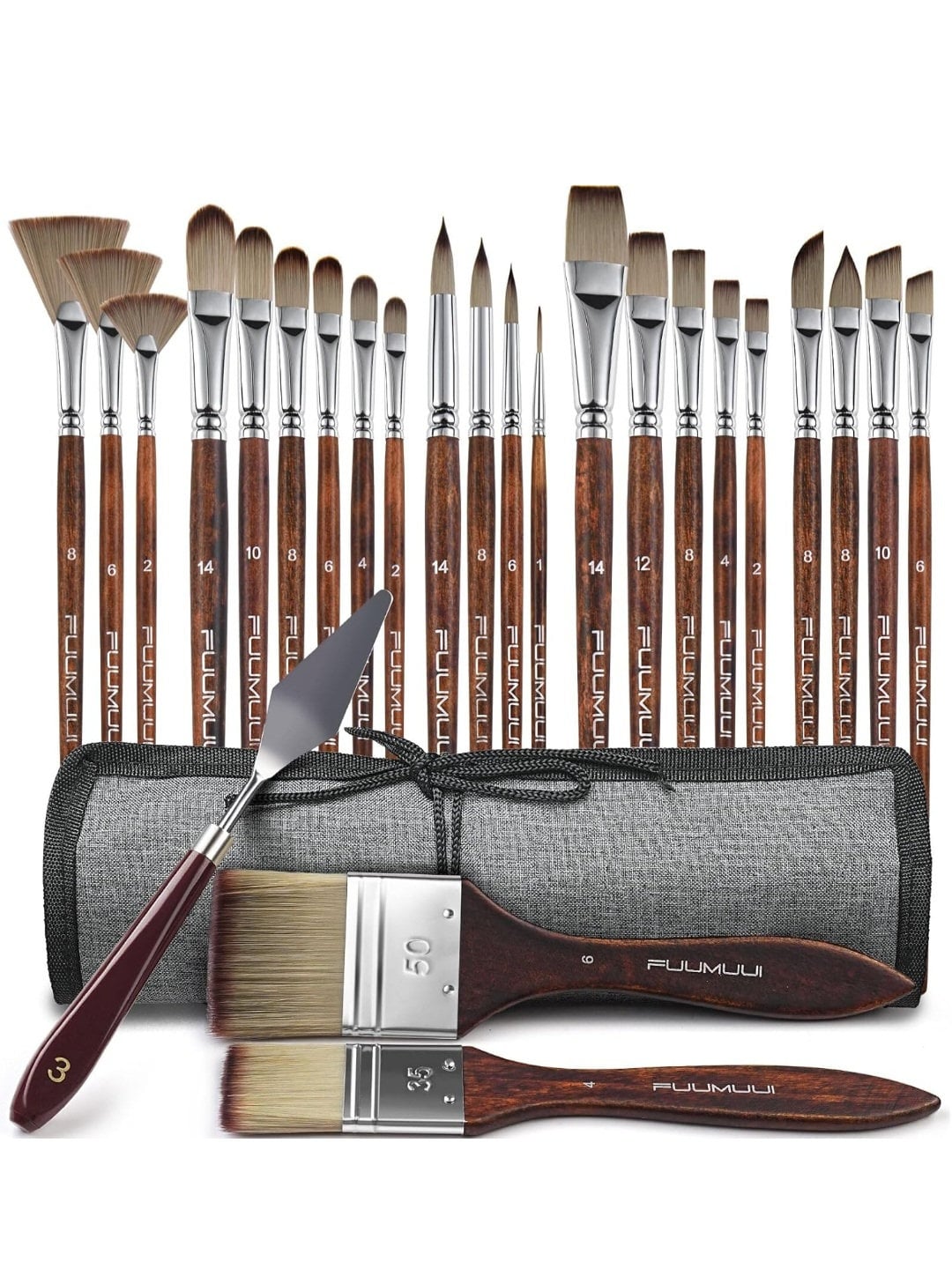 INNSPIRO 5-Piece Cat Tongue Brush Set - Synthetic Hair Art Brushes No. 2,4,6,8,10