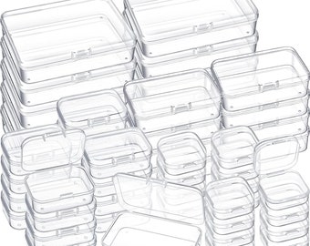 76 Pcs Mixed Sizes Storage Containers Box with Hinged Lid Clear Mini Organizer Plastic Storage Containers